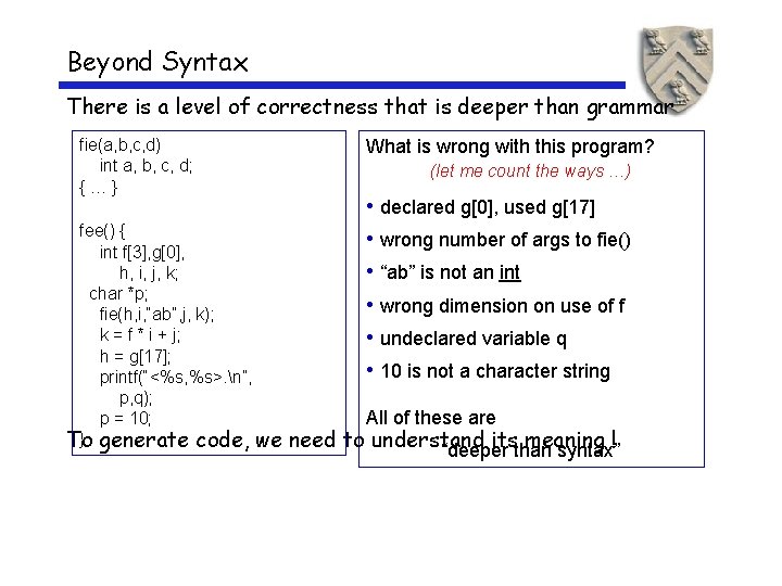 Beyond Syntax There is a level of correctness that is deeper than grammar fie(a,