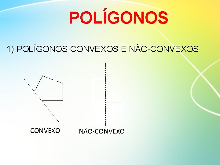 POLÍGONOS 1) POLÍGONOS CONVEXOS E NÃO-CONVEXOS CONVEXO NÃO-CONVEXO 