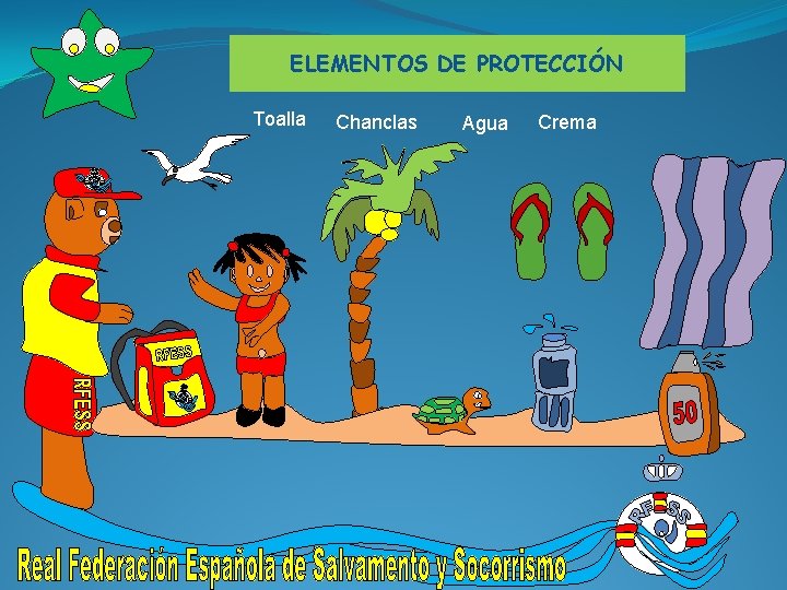 ELEMENTOS DE PROTECCIÓN Toalla Chanclas Agua Crema 