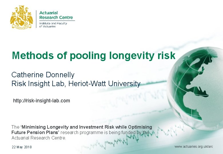 Methods of pooling longevity risk Catherine Donnelly Risk Insight Lab, Heriot-Watt University http: //risk-insight-lab.