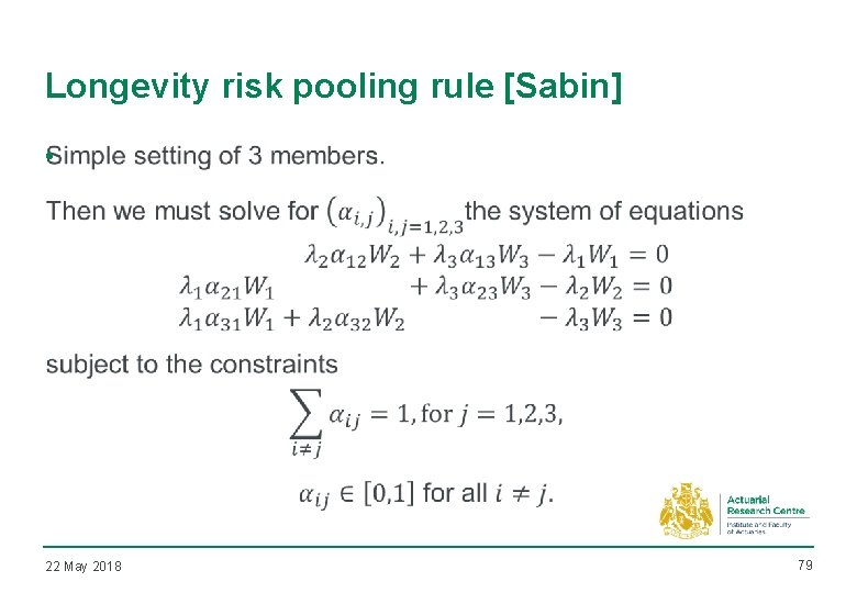 Longevity risk pooling rule [Sabin] • 22 May 2018 79 