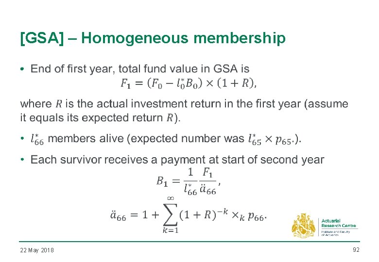 [GSA] – Homogeneous membership • 22 May 2018 92 