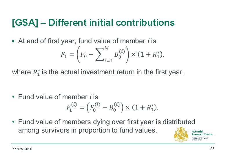 [GSA] – Different initial contributions • 22 May 2018 97 
