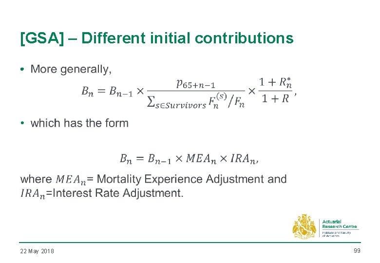 [GSA] – Different initial contributions • 22 May 2018 99 
