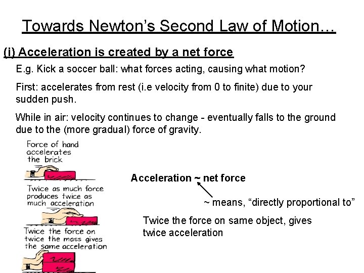 Towards Newton’s Second Law of Motion… (i) Acceleration is created by a net force