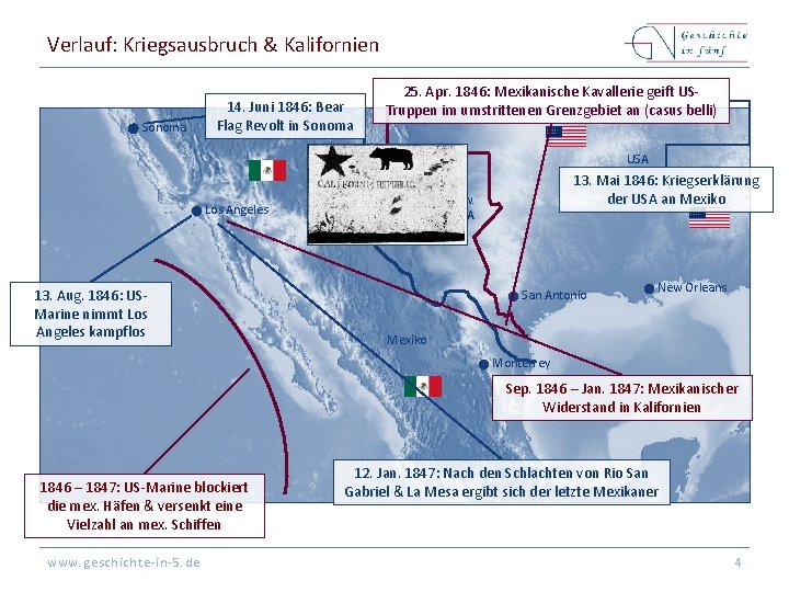 Verlauf: Kriegsausbruch & Kalifornien Sonoma 14. Juni 1846: Bear Flag Revolt in Sonoma 25.