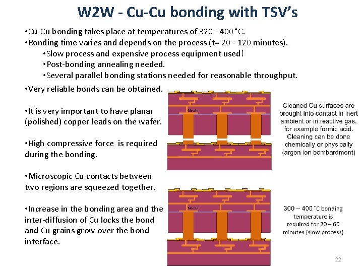W 2 W - Cu-Cu bonding with TSV’s • Cu-Cu bonding takes place at