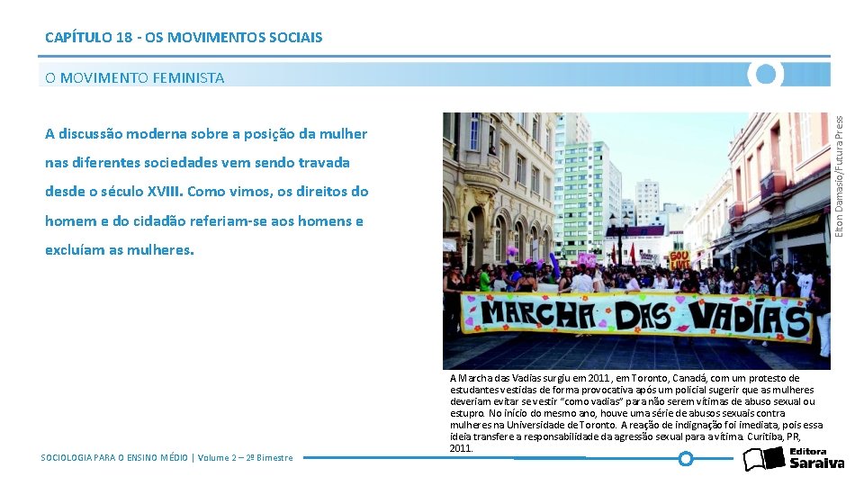 CAPÍTULO 18 - OS MOVIMENTOS SOCIAIS Elton Damasio/Futura Press O MOVIMENTO FEMINISTA A discussão