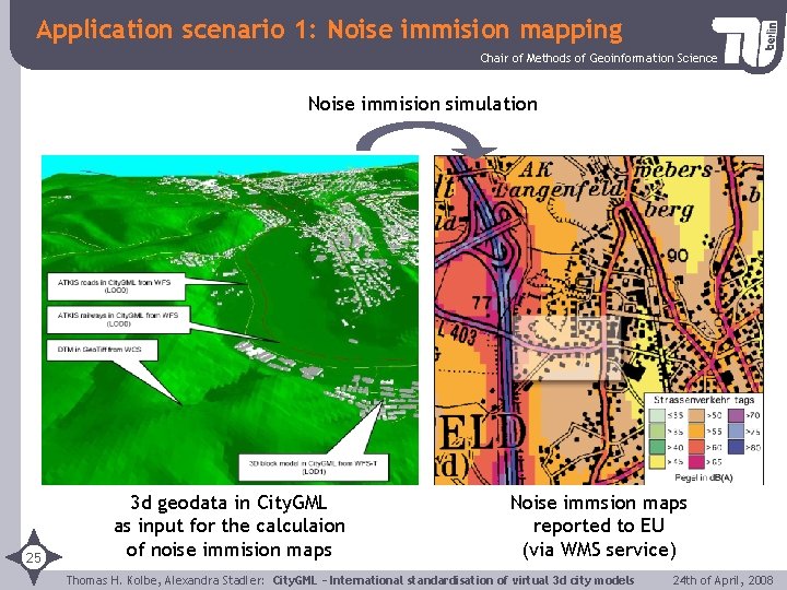 Application scenario 1: Noise immision mapping Chair of Methods of Geoinformation Science Noise immision