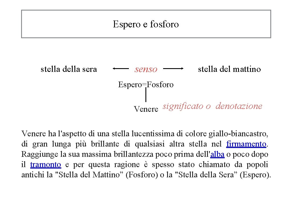 Espero e fosforo stella della sera senso stella del mattino Espero=Fosforo Venere significato o