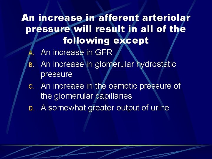 An increase in afferent arteriolar pressure will result in all of the following except