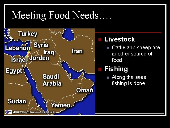 Meeting Food Needs…. n Livestock n n Cattle and sheep are another source of