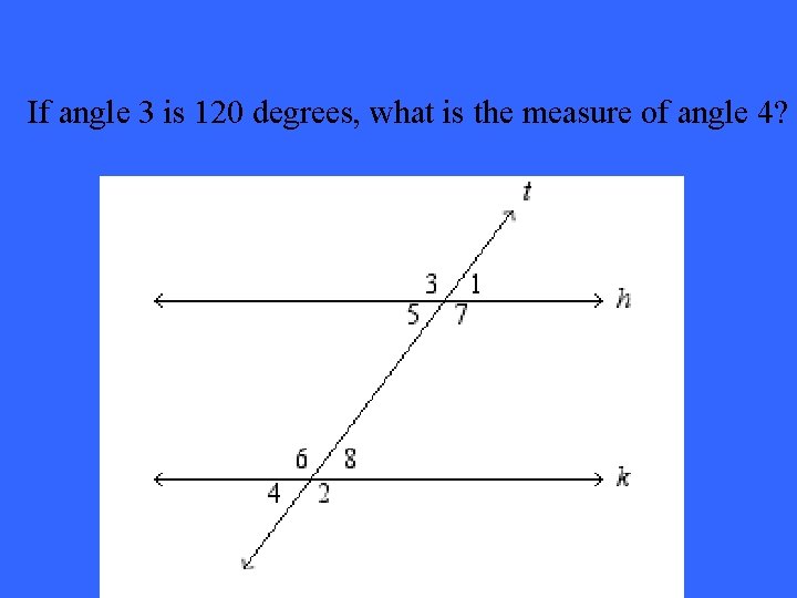If angle 3 is 120 degrees, what is the measure of angle 4? 