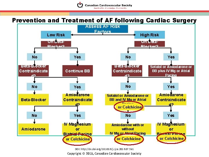 Prevention and Treatment of AF following Cardiac Surgery Assess AF Risk Factors Low Risk Prevention and Treatment of AF following Cardiac Surgery Assess AF Risk Factors Low Risk