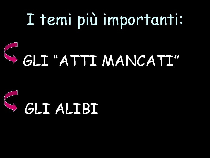 I temi più importanti: GLI “ATTI MANCATI” GLI ALIBI 