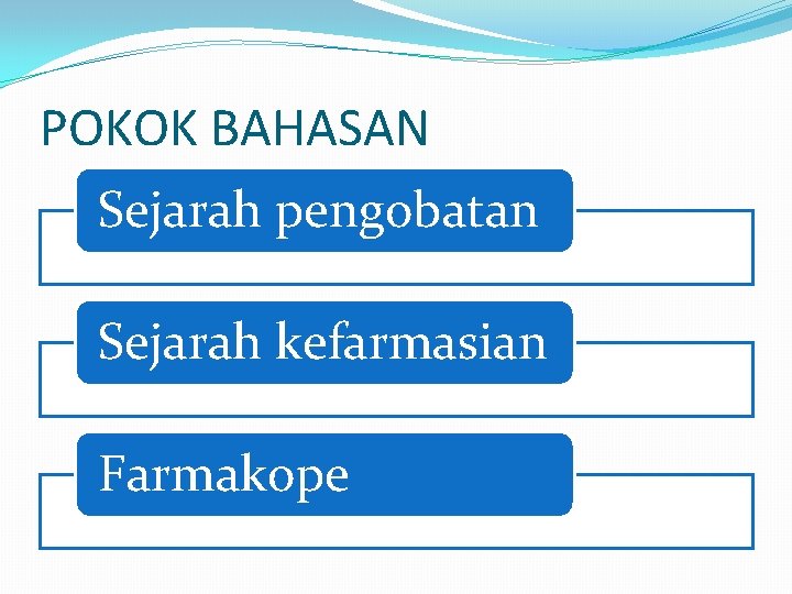 POKOK BAHASAN Sejarah pengobatan Sejarah kefarmasian Farmakope POKOK BAHASAN Sejarah pengobatan Sejarah kefarmasian Farmakope