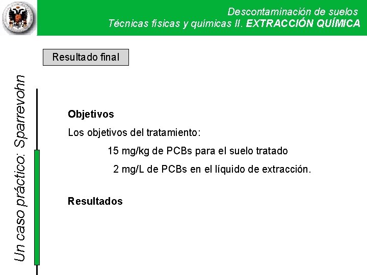 Descontaminación de suelos Técnicas físicas y químicas. Técnicas II. EXTRACCIÓN QUÍMICA físicas y químicas