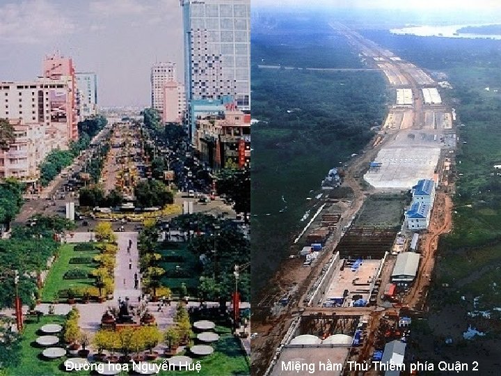 Đường hoa Nguyễn Huệ Miệng hầm Thủ Thiêm phía Quận 2 