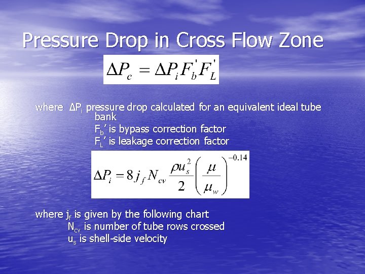 Pressure Drop in Cross Flow Zone where ΔPi pressure drop calculated for an equivalent