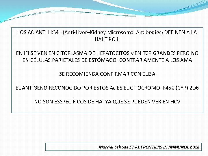 LOS AC ANTI LKM 1 (Anti-Liver–Kidney Microsomal Antibodies) DEFINEN A LA HAI TIPO II