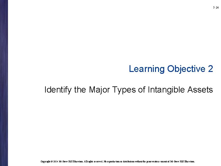 7 -14 Learning Objective 2 Identify the Major Types of Intangible Assets Copyright ©