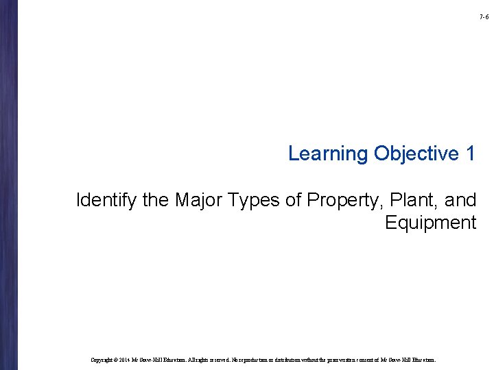 7 -6 Learning Objective 1 Identify the Major Types of Property, Plant, and Equipment