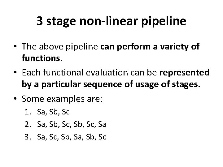 3 stage non-linear pipeline • The above pipeline can perform a variety of functions.