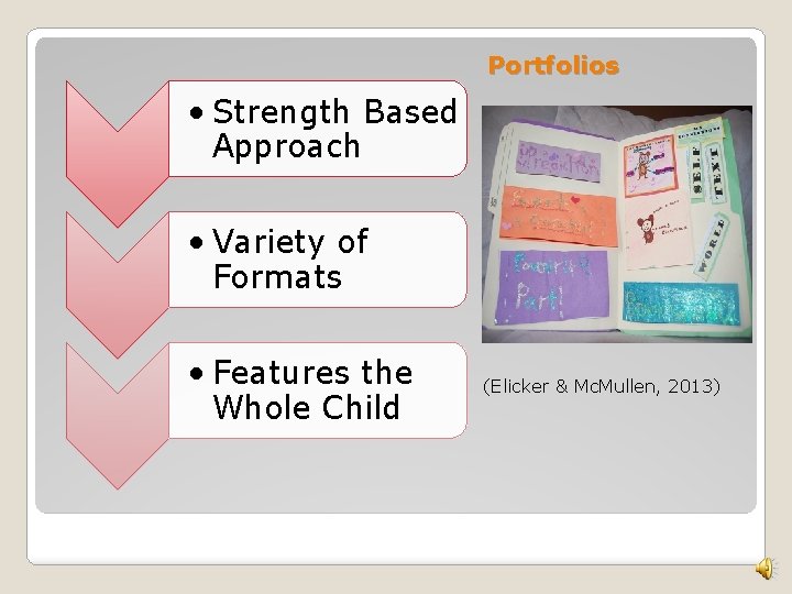 Portfolios • Strength Based Approach • Variety of Formats • Features the Whole Child Portfolios • Strength Based Approach • Variety of Formats • Features the Whole Child