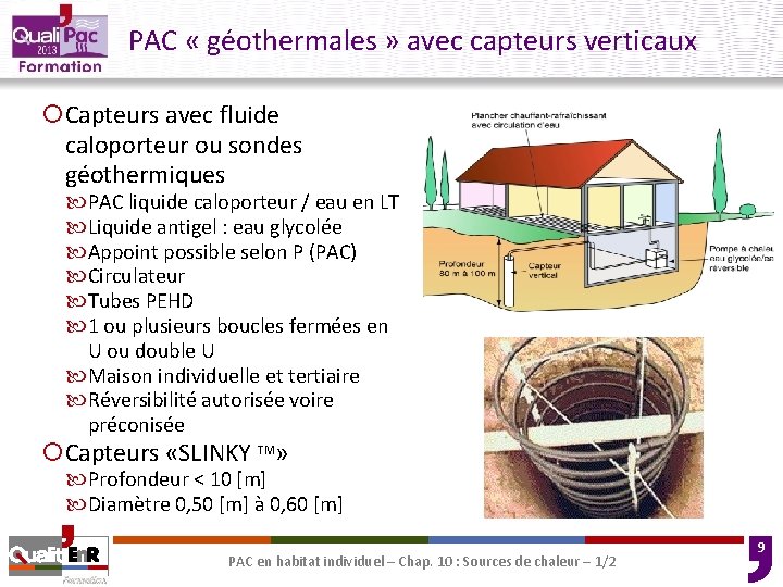 PAC « géothermales » avec capteurs verticaux ¡Capteurs avec fluide caloporteur ou sondes géothermiques PAC « géothermales » avec capteurs verticaux ¡Capteurs avec fluide caloporteur ou sondes géothermiques