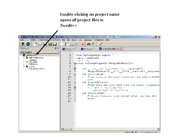 Double-clicking on project name opens all project files in Twedit++ 