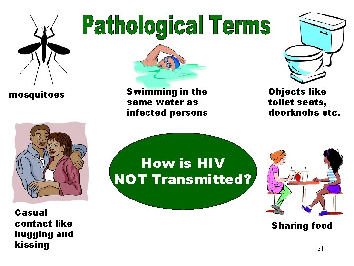 How is HIV Not Transmitted? mosquitoes Swimming in the same water as infected persons