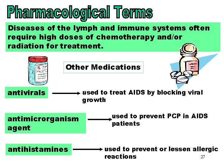 Pharmacological Terms Diseases of the lymph and immune systems often require high doses of