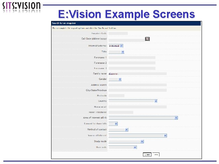 E: Vision Example Screens 