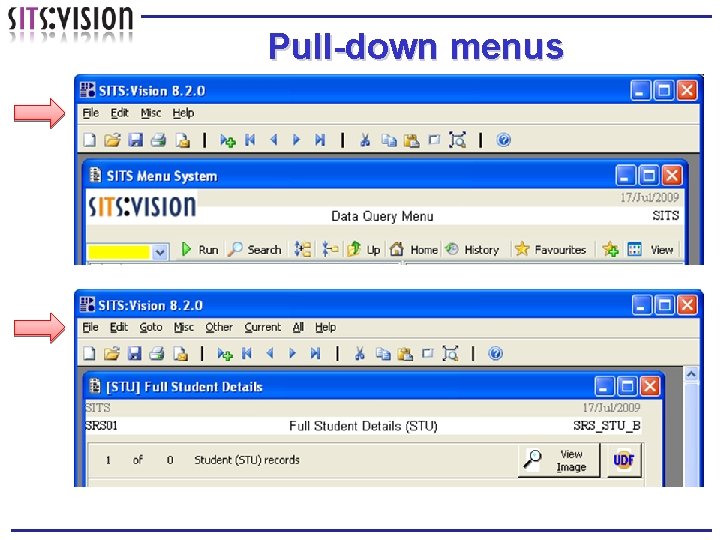 Pull-down menus 