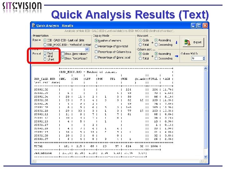 Quick Analysis Results (Text) 