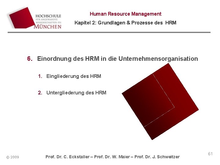 Human Resource Management Kapitel 2: Grundlagen & Prozesse des HRM 6. Einordnung des HRM