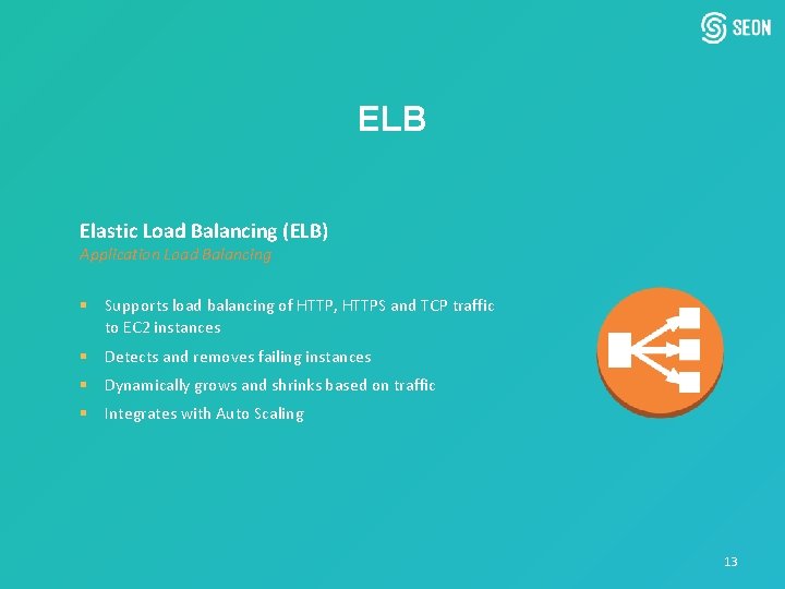 ELB Elastic Load Balancing (ELB) Application Load Balancing § Supports load balancing of HTTP,