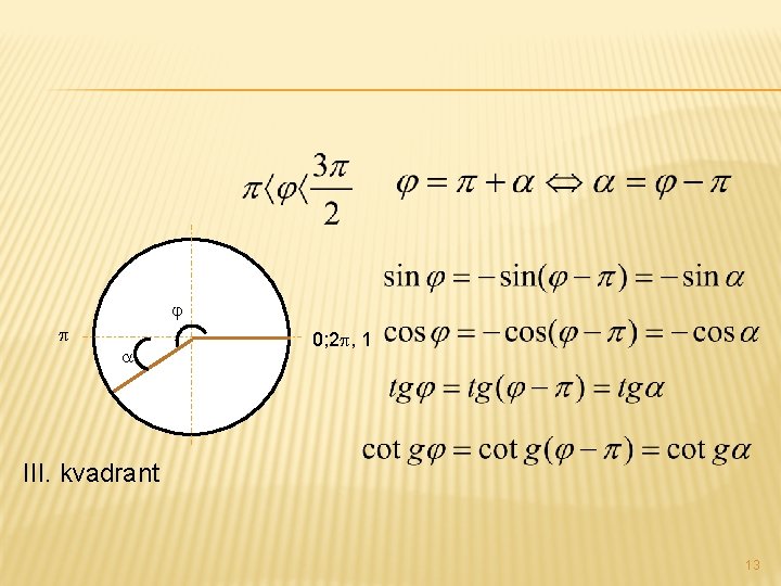  0; 2 , 1 III. kvadrant 13 