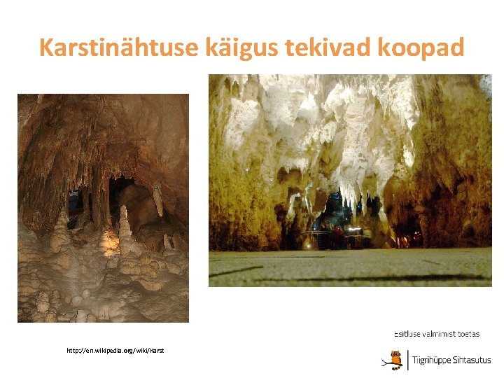 Karstinähtuse käigus tekivad koopad http: //en. wikipedia. org/wiki/Karst 