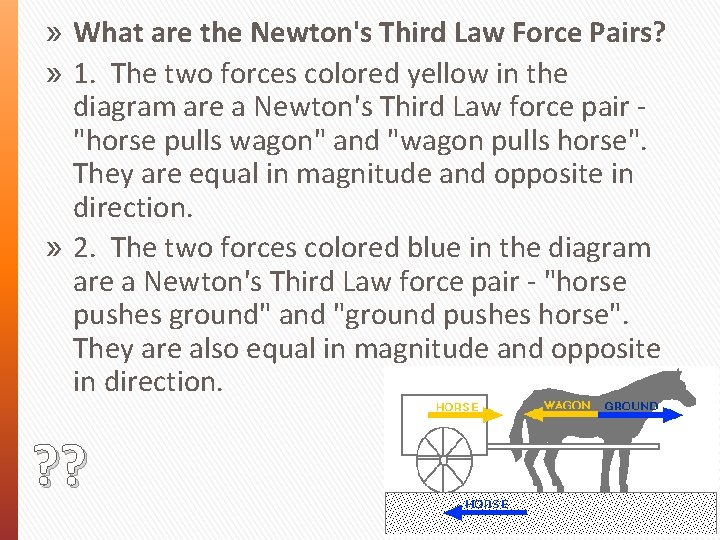 » What are the Newton's Third Law Force Pairs? » 1. The two forces