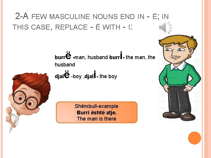 2 -A FEW MASCULINE NOUNS END IN - Ë; IN THIS CASE, REPLACE -