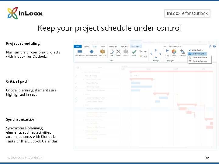 Seite 10 In. Loox 9 for Outlook Keep your project schedule under control Project Seite 10 In. Loox 9 for Outlook Keep your project schedule under control Project