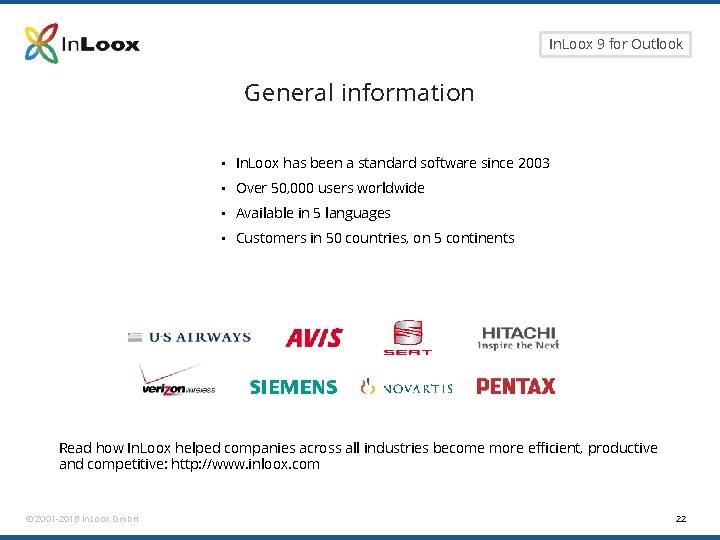 Seite 22 In. Loox 9 for Outlook General information • In. Loox has been Seite 22 In. Loox 9 for Outlook General information • In. Loox has been