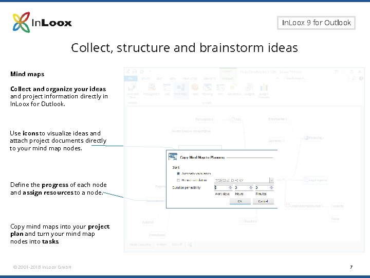 Seite 7 In. Loox 9 for Outlook Collect, structure and brainstorm ideas Mind maps Seite 7 In. Loox 9 for Outlook Collect, structure and brainstorm ideas Mind maps