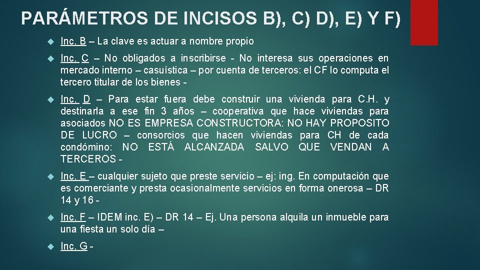PARÁMETROS DE INCISOS B), C) D), E) Y F) Inc. B – La clave