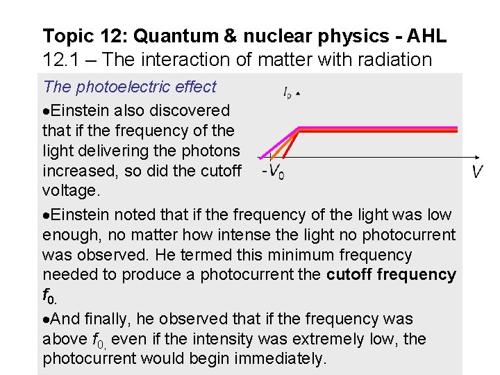 Topic 12: Quantum & nuclear physics - AHL 12. 1 – The interaction of Topic 12: Quantum & nuclear physics - AHL 12. 1 – The interaction of