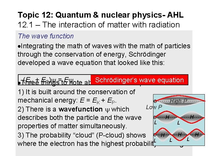 Topic 12: Quantum & nuclear physics- AHL 12. 1 – The interaction of matter Topic 12: Quantum & nuclear physics- AHL 12. 1 – The interaction of matter