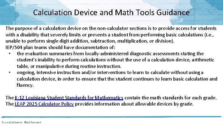 Calculation Device and Math Tools Guidance The purpose of a calculation device on the