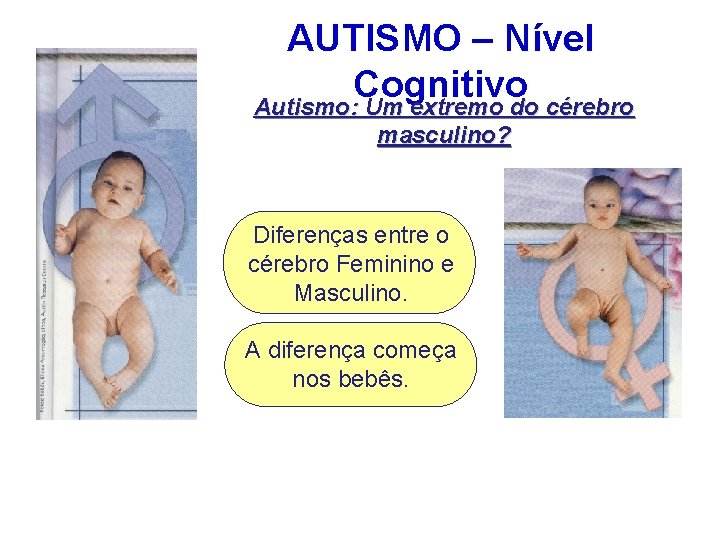 AUTISMO – Nível Cognitivo Autismo: Um extremo do cérebro masculino? Diferenças entre o cérebro AUTISMO – Nível Cognitivo Autismo: Um extremo do cérebro masculino? Diferenças entre o cérebro