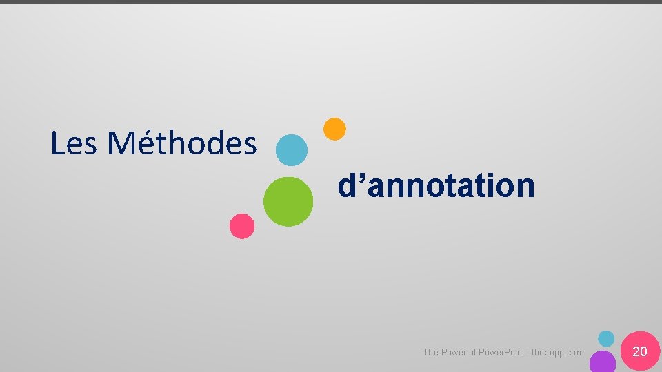 Les Méthodes d’annotation The Power of Power. Point | thepopp. com 20 